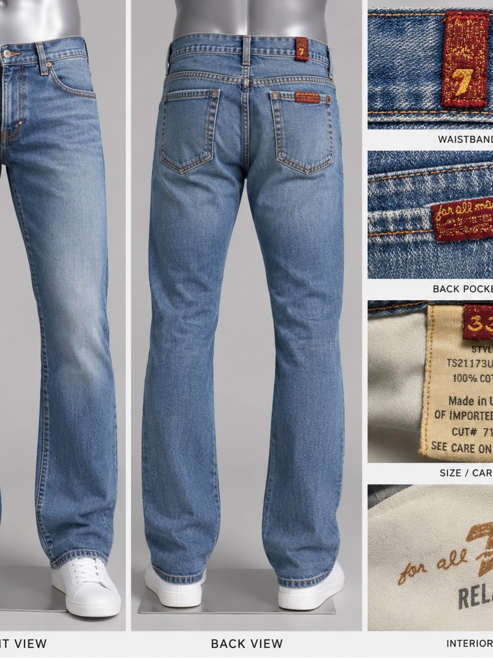 7 For All Mankind Men’s Light Blue Bootcut Jeans